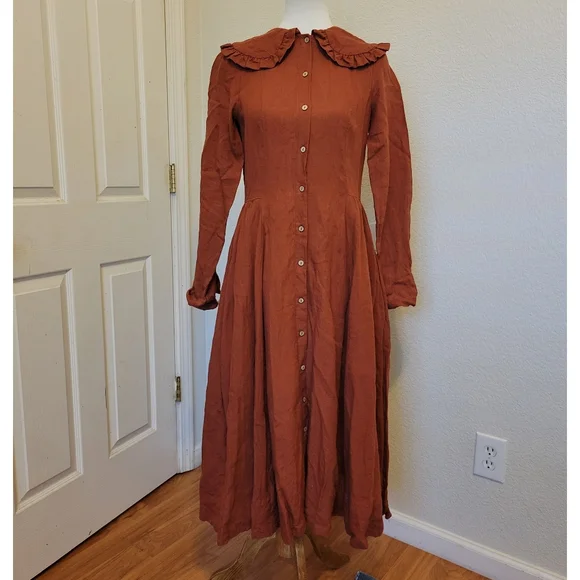 NWOT Son De Flor Size Xs Nicole Dress Linen Midi - Picture 7 of 16